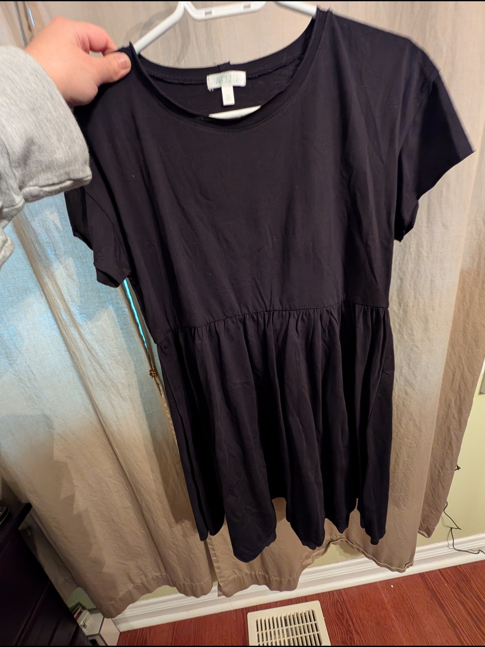 Black Short Sleeve Babydoll Dress